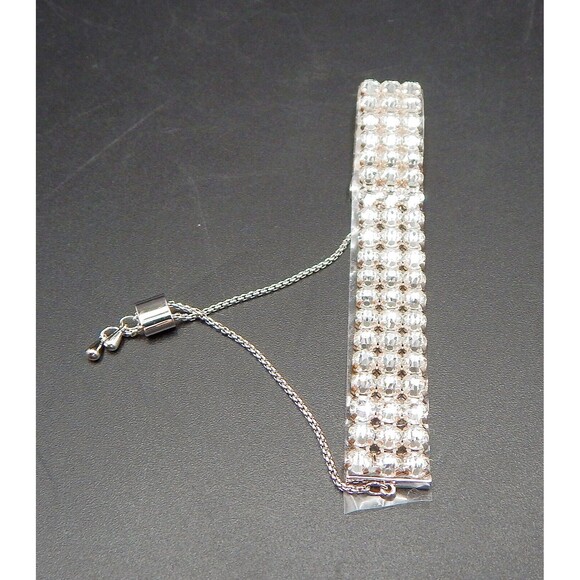 Touchstone Crystal Out and About Adjustable Silver Three Row Bracelet - Picture 4 of 5